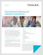 Citrix NetScaler Gateway and SafeNet Trusted Access